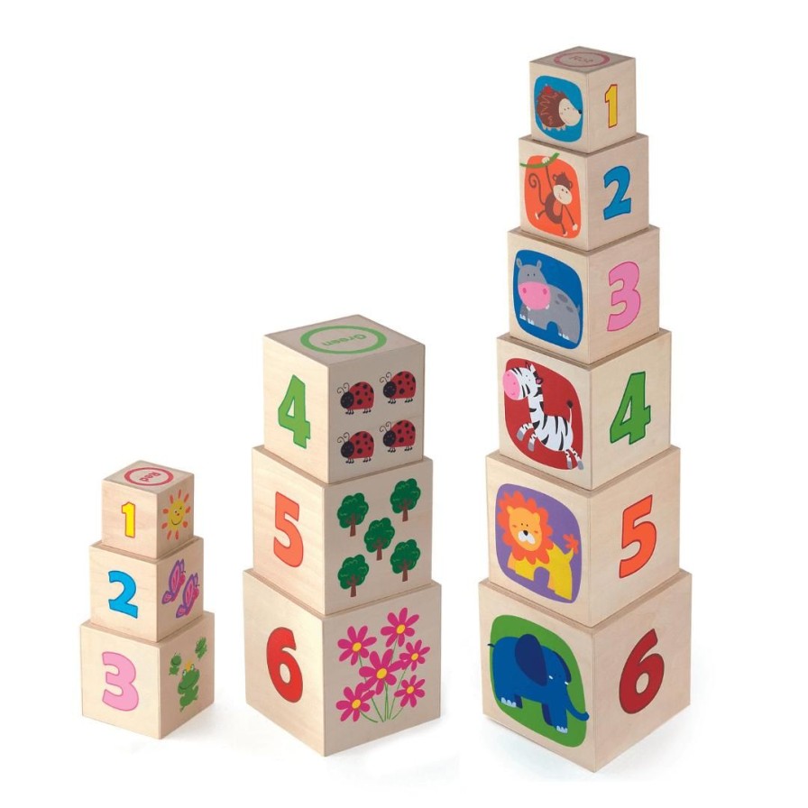 Wooden Toys Viga Montessori Toys | Set Of 6 Wooden Nesting And Stacking Cubes