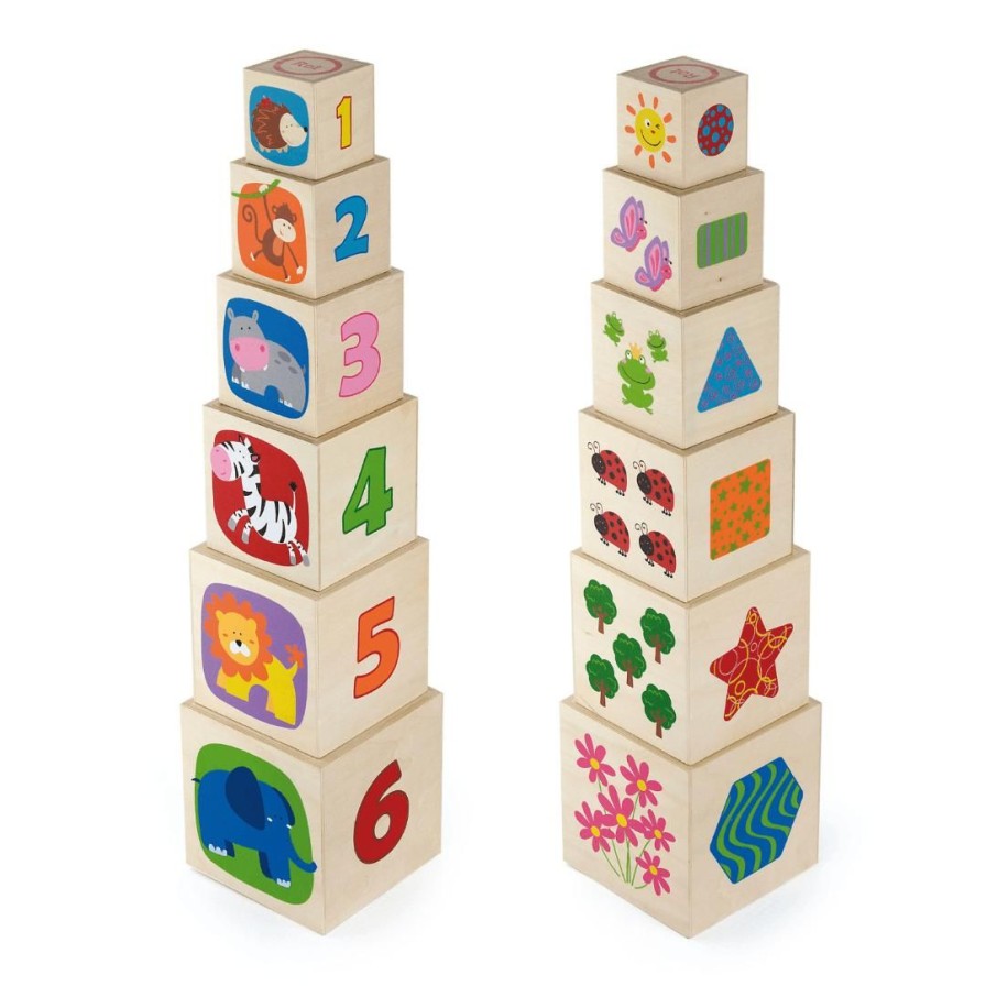 Wooden Toys Viga Montessori Toys | Set Of 6 Wooden Nesting And Stacking Cubes