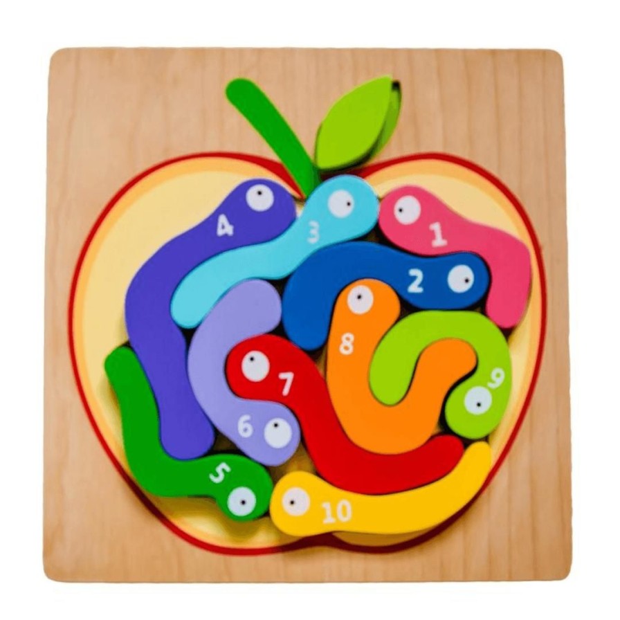 Wooden Toys Kiddie Connect Shapes & Colours | 123 Wooden Worm Puzzle