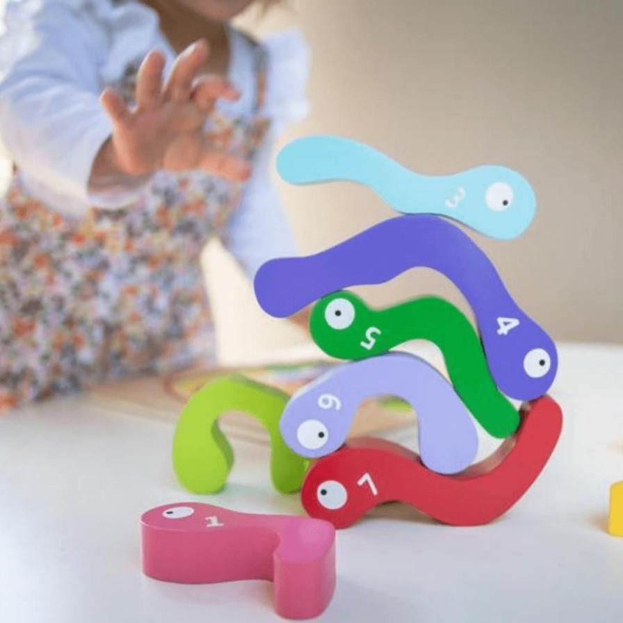 Wooden Toys Kiddie Connect Shapes & Colours | 123 Wooden Worm Puzzle