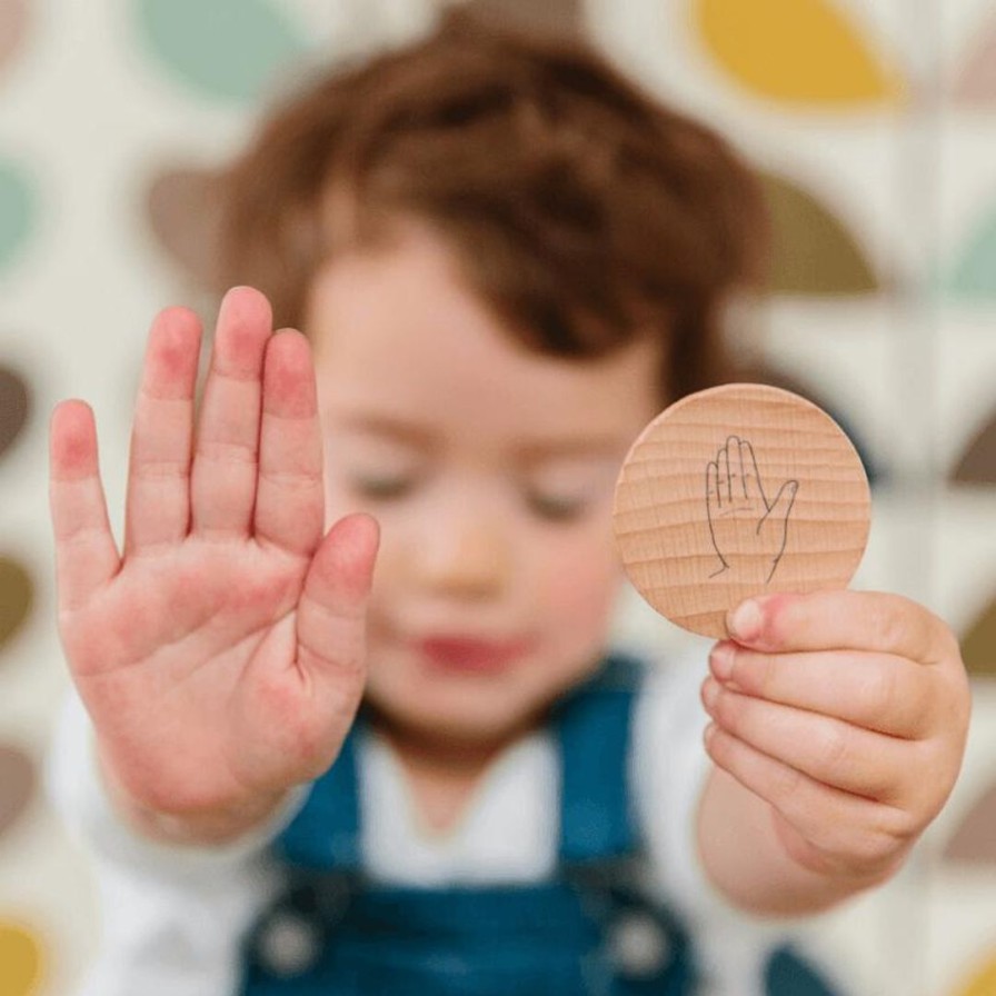 Wooden Toys Freckled Frog Baby Toys & Teethers | Sign Language Wooden Discs-44 Pieces