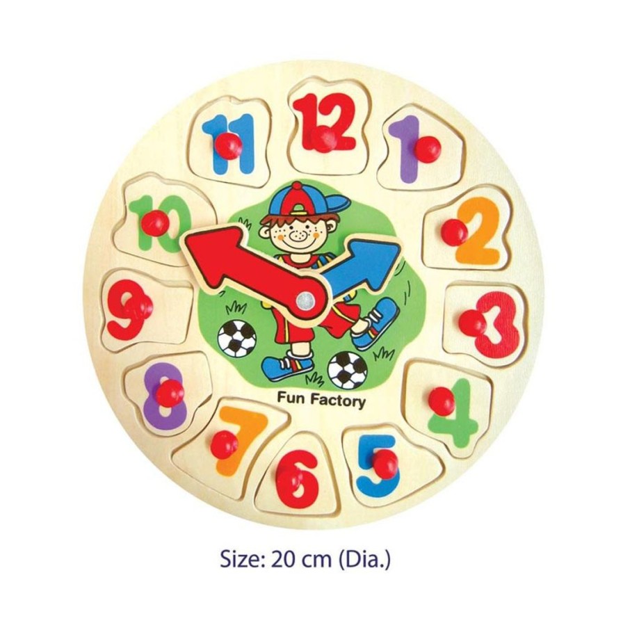 Wooden Toys Fun Factory Baby & Toddler Puzzles | Puzzle Clock-Soccer Boy