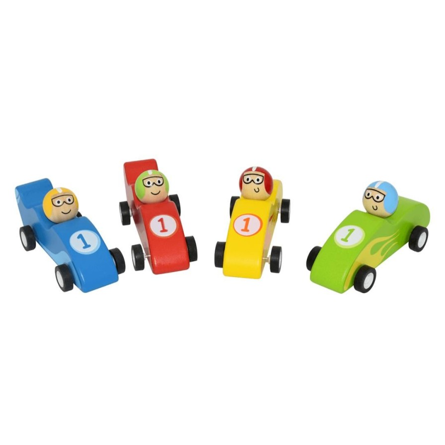 Wooden Toys Kaper Kidz Baby & Toddler Puzzles | Pull Back Colourful Wooden Racing Car