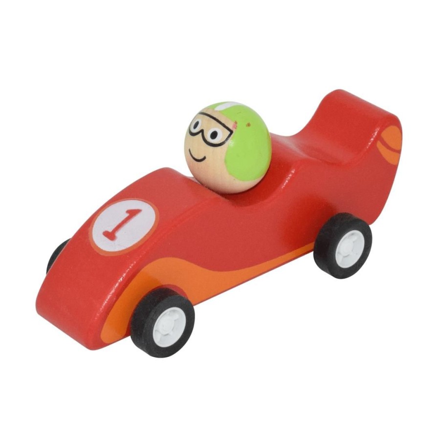 Wooden Toys Kaper Kidz Baby & Toddler Puzzles | Pull Back Colourful Wooden Racing Car