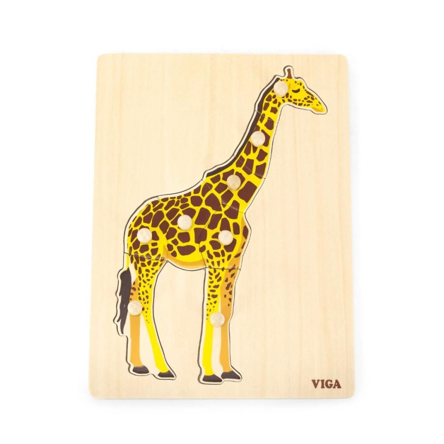 Wooden Toys Viga Numbers & Letters | Montessori Wooden Puzzle-Giraffe