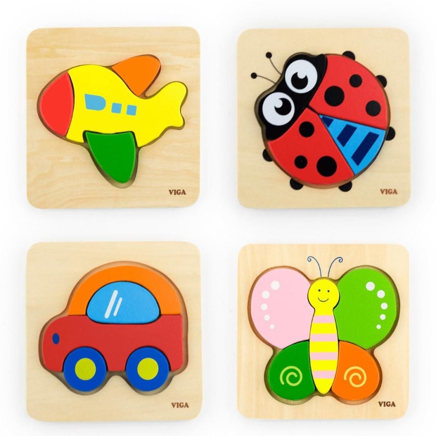 Wooden Toys Viga Montessori Toys | Mini Block Puzzle-Bear