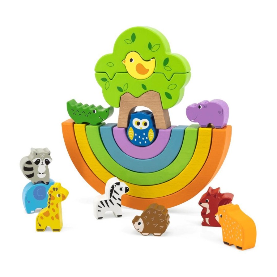 Wooden Toys Viga Gross Motor Skills | Balancing Rainbow And Animal Blocks