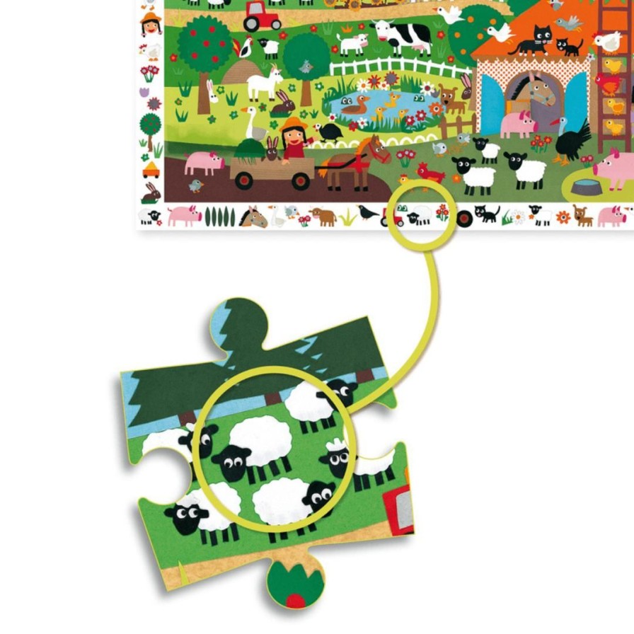 Wooden Toys Djeco Fine Motor Skills | Farm Observation Puzzle-35 Pieces