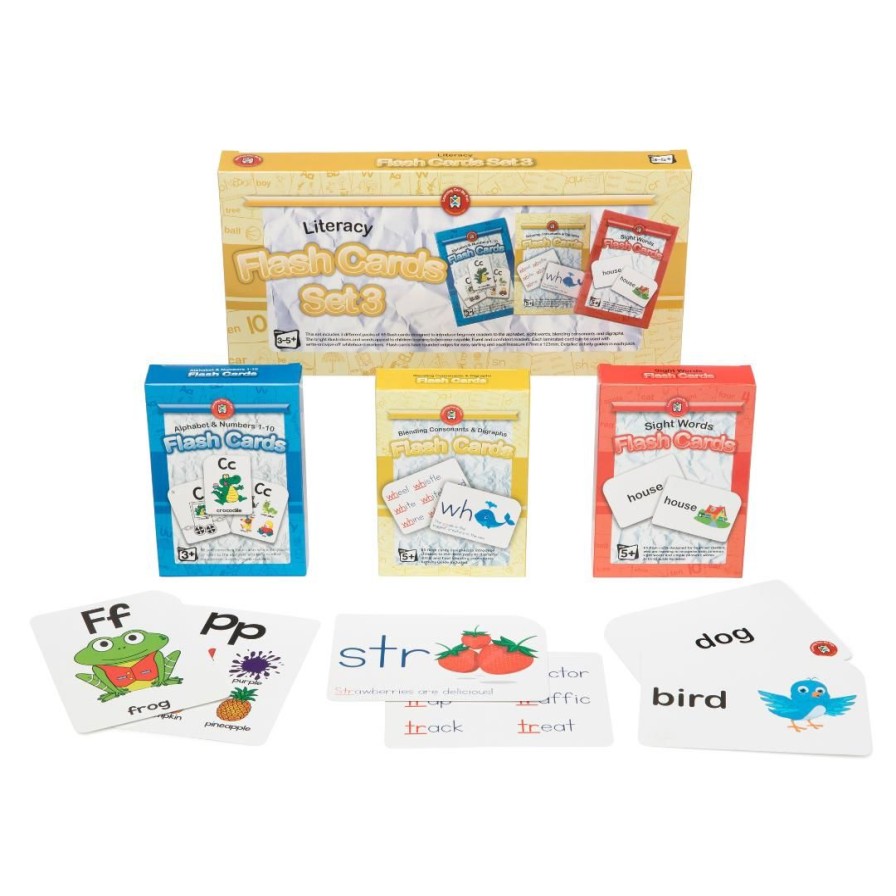 Wooden Toys ed.vantage Literacy Toys | Literacy Flash Cards-Set Of 3