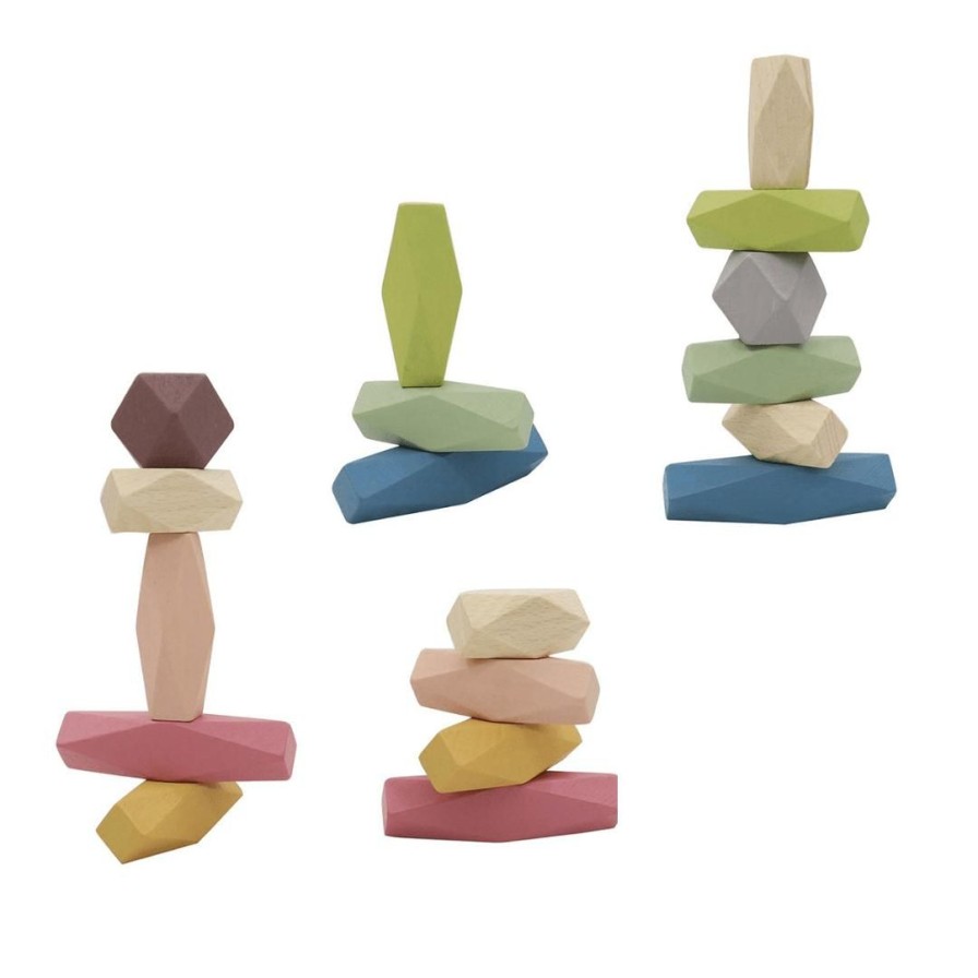 Wooden Toys Kaper Kidz Stacking Toys | Pastel Balancing Wooden Stacking Stones