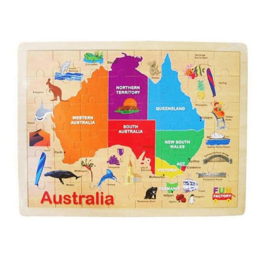 Wooden Toys Fun Factory Numbers & Letters | Australia Map Puzzle