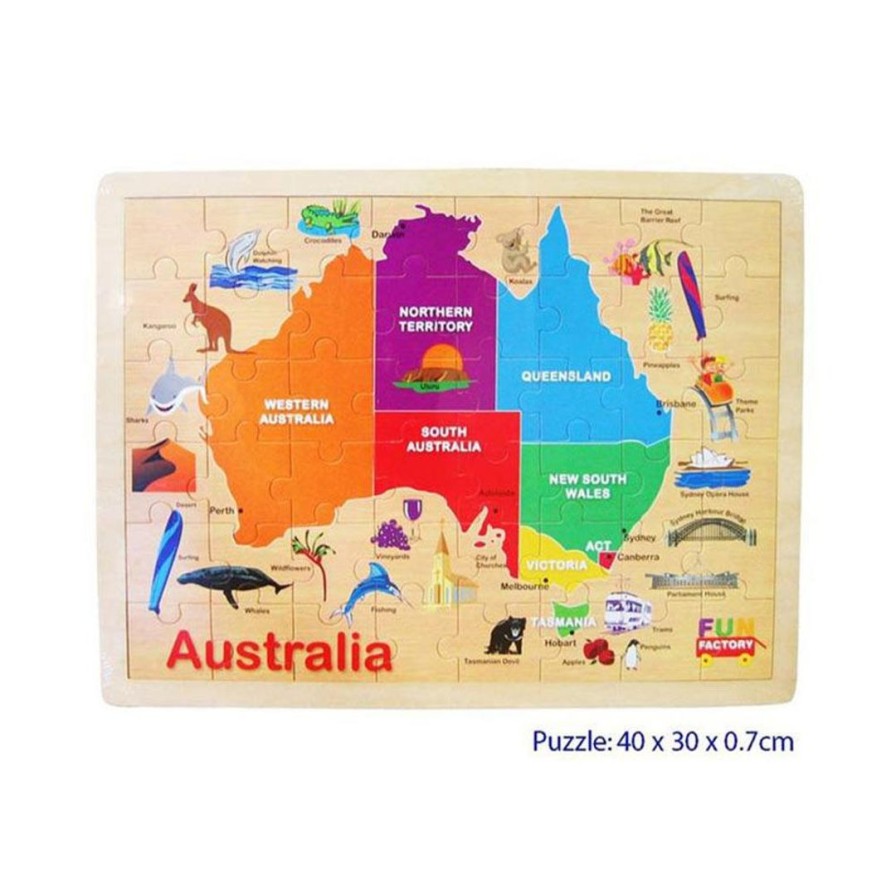 Wooden Toys Fun Factory Numbers & Letters | Australia Map Puzzle