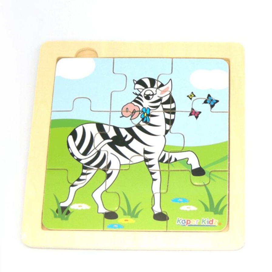 Wooden Toys Kaper Kidz Montessori Toys | Zebra Puzzle-9 Piece