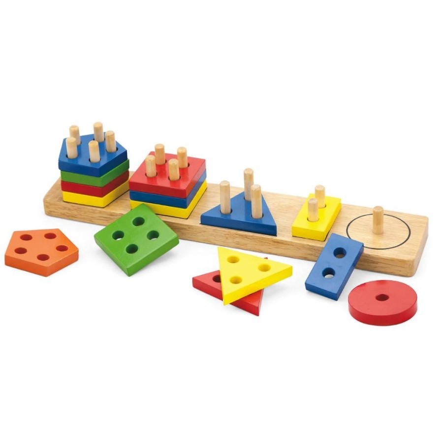 Wooden Toys Viga Stacking Toys | Geometric Shape Sorter