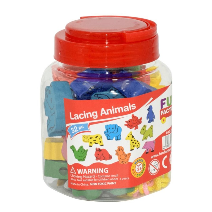 Wooden Toys Fun Factory Montessori Toys | Colourful Lacing Animals In A Jar