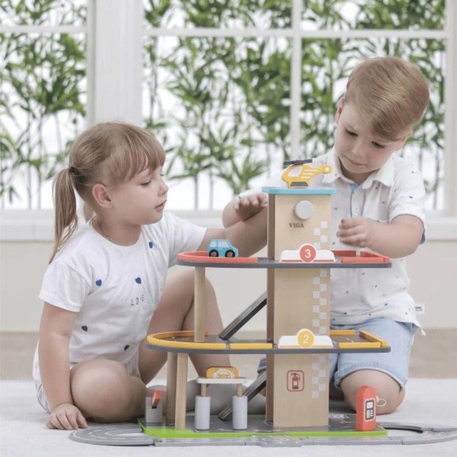 Wooden Toys Viga Pretend Play | Wooden Garage