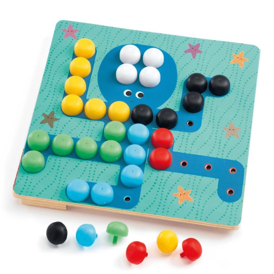 Wooden Toys Djeco Montessori Toys | Primo Mosaico-Pattern Peg Board