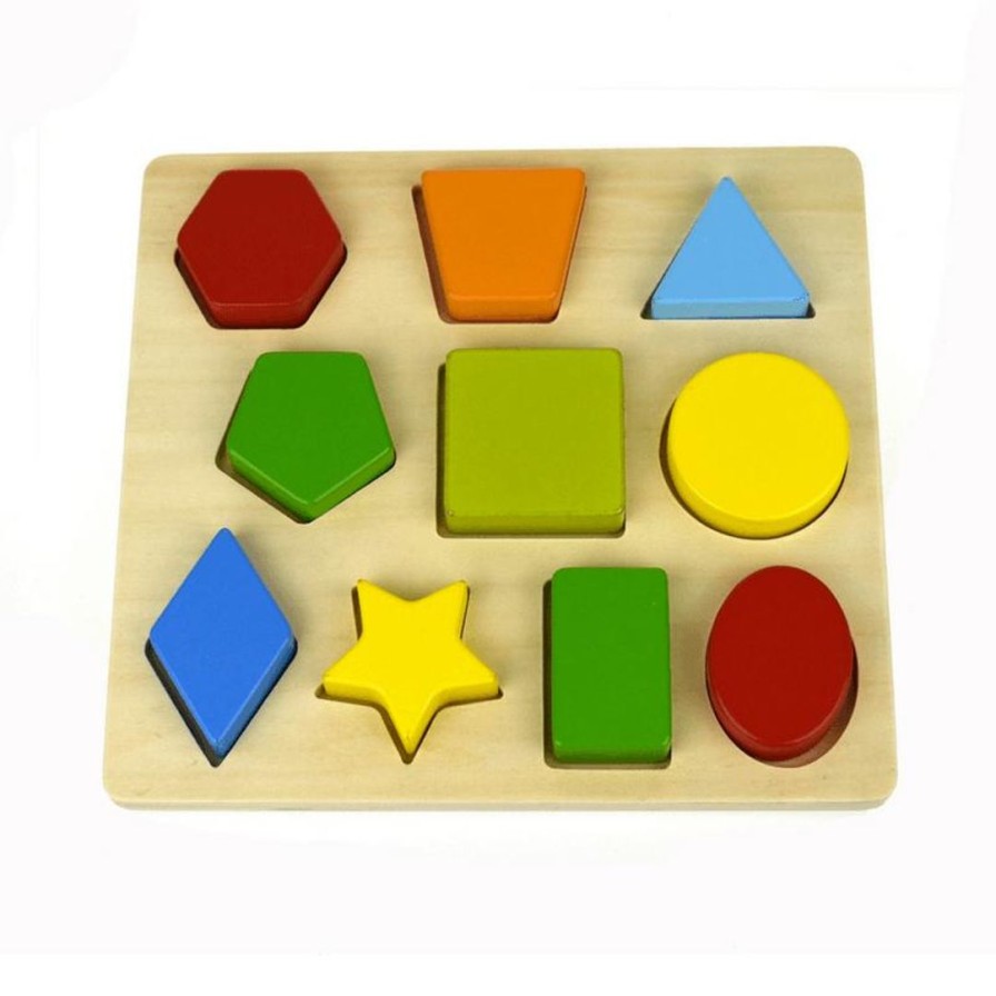 Wooden Toys Kaper Kidz Baby Toys & Teethers | 10 Shape Wooden Chunky Puzzle