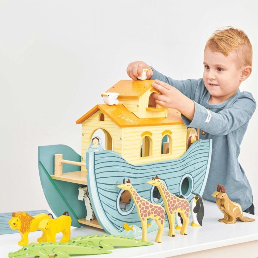 Wooden Toys Le Toy Van Montessori Toys | Noah'S Great Ark Playset With Chunky Animals