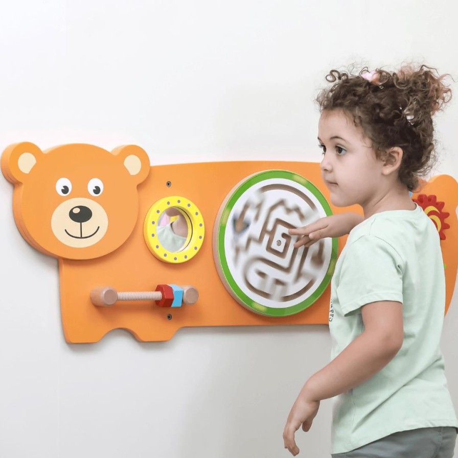 Wooden Toys Viga Activity Cubes | Bear Wall Activity Centre