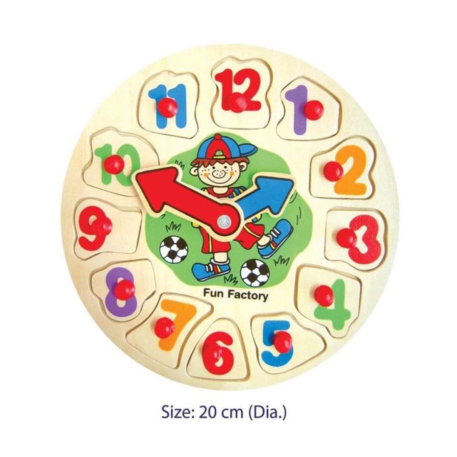 Wooden Toys Fun Factory Montessori Toys | Puzzle Clock-Soccer Boy