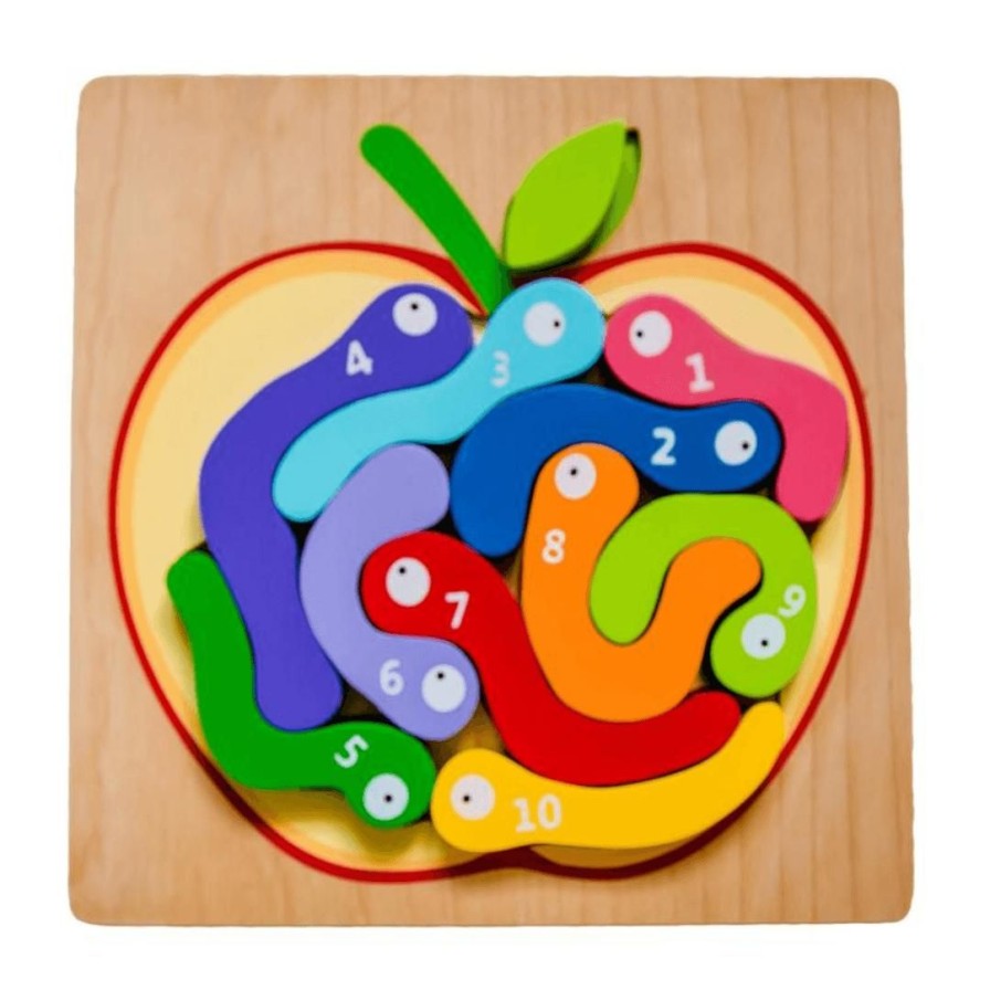 Wooden Toys Kiddie Connect Numbers & Letters | 123 Wooden Worm Puzzle