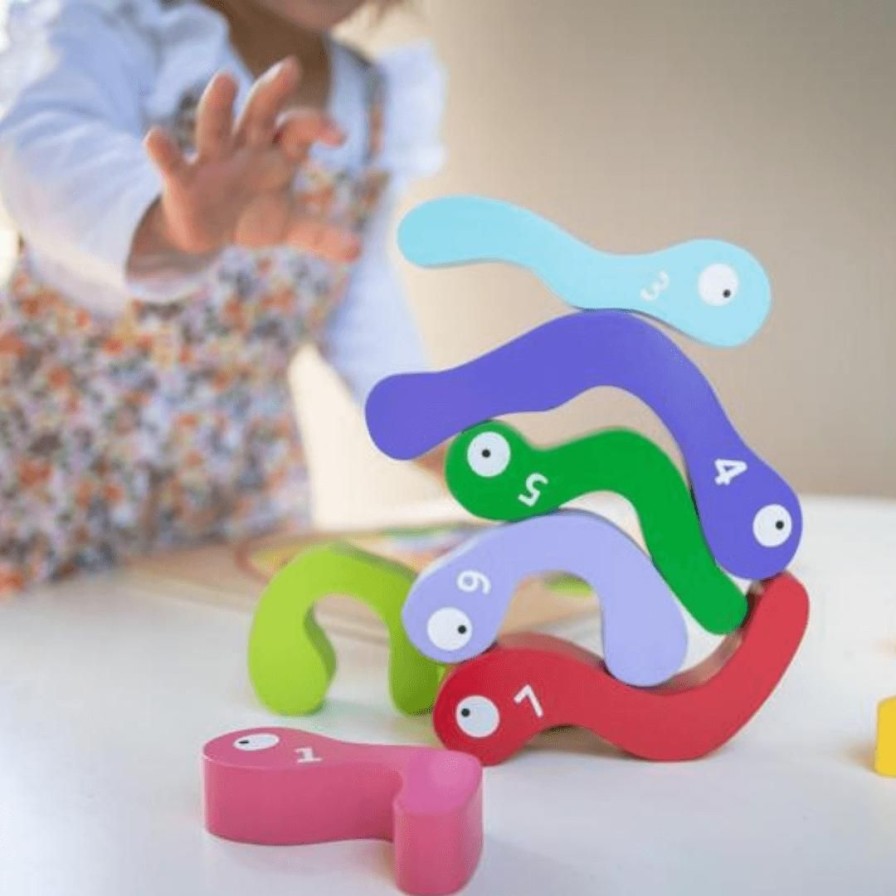 Wooden Toys Kiddie Connect Numbers & Letters | 123 Wooden Worm Puzzle