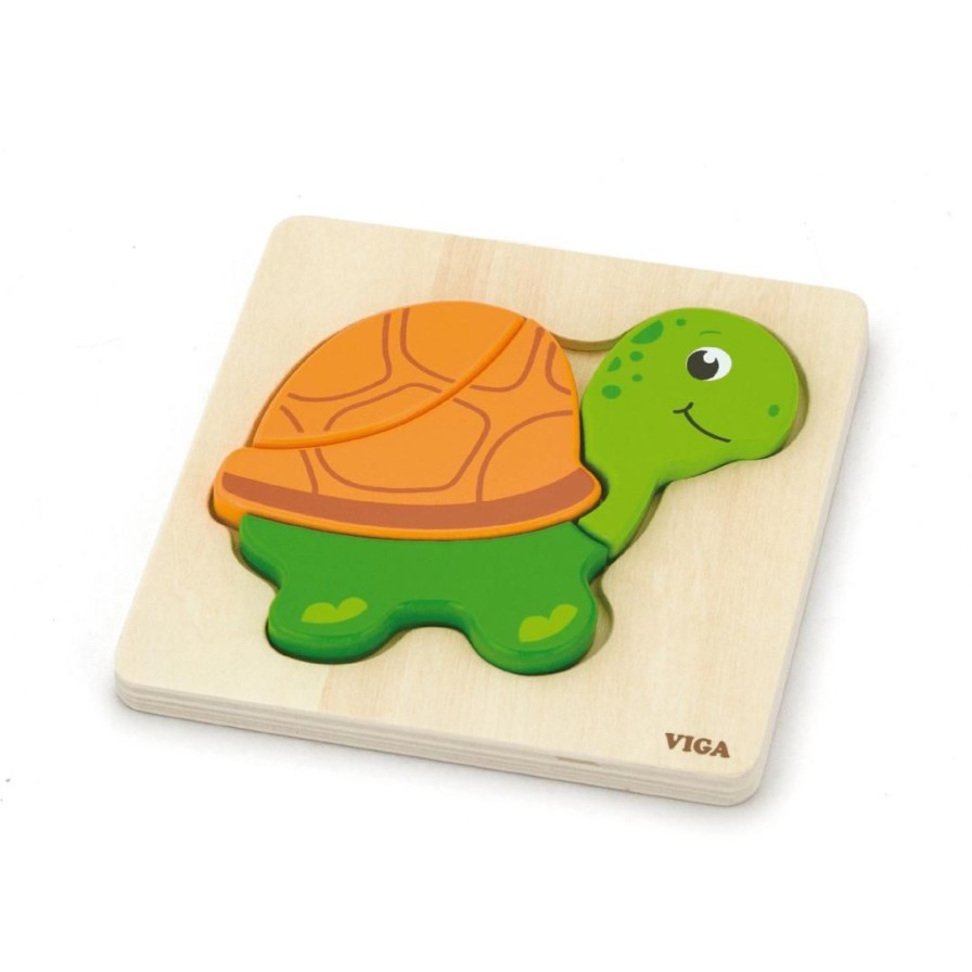 Wooden Toys Viga Baby & Toddler Puzzles | Mini Block Puzzle-Turtle