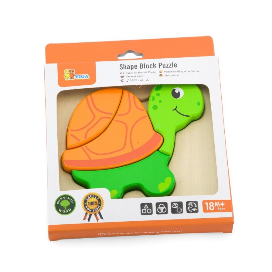 Wooden Toys Viga Baby & Toddler Puzzles | Mini Block Puzzle-Turtle