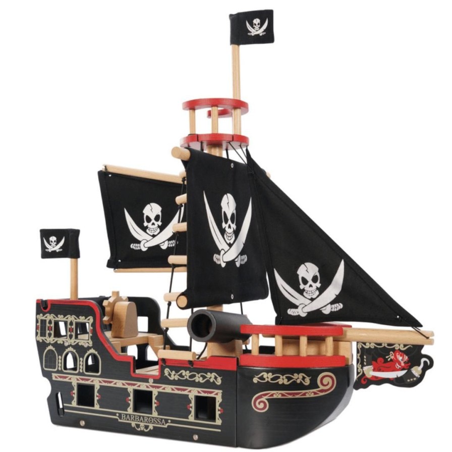 Wooden Toys Le Toy Van Pretend Play | Barbarossa Pirate Ship Playset