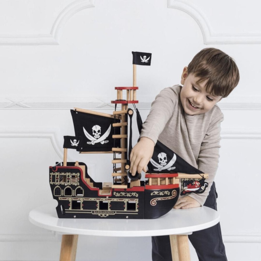 Wooden Toys Le Toy Van Pretend Play | Barbarossa Pirate Ship Playset