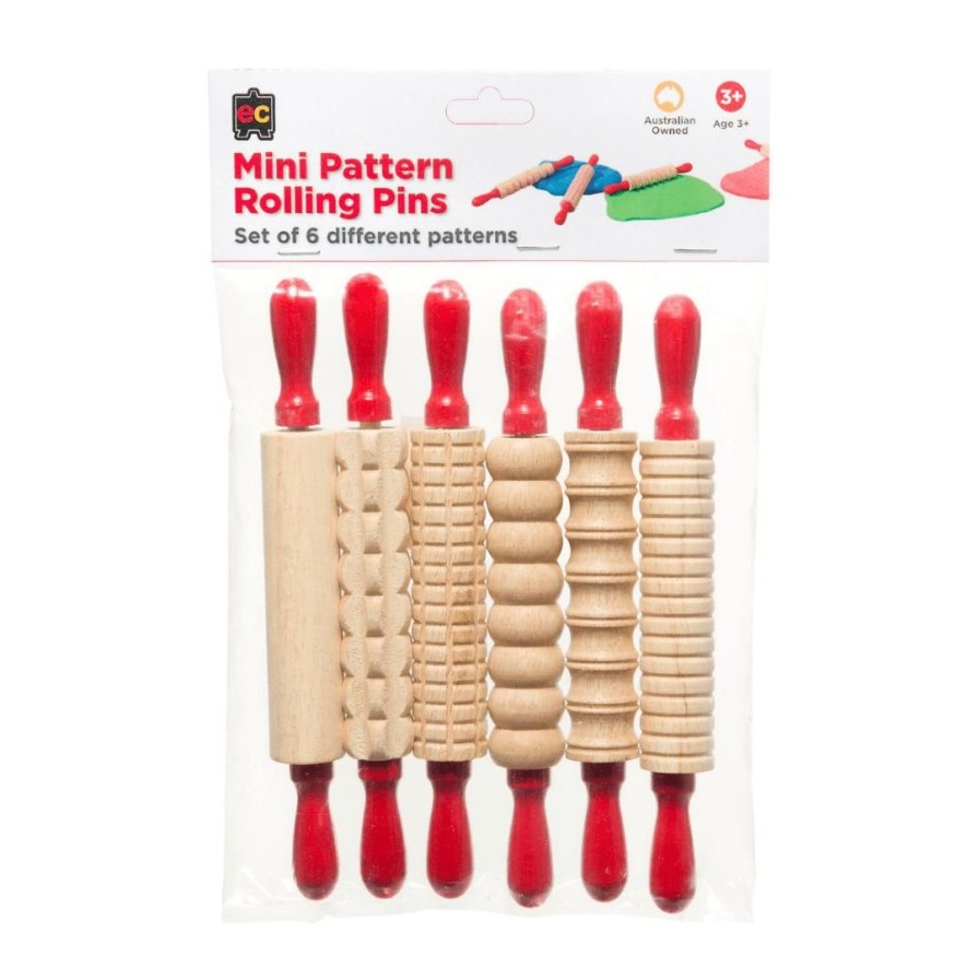 Wooden Toys ed.vantage Baby Toys & Teethers | Mini Patterned Rolling Pin-6 Pack