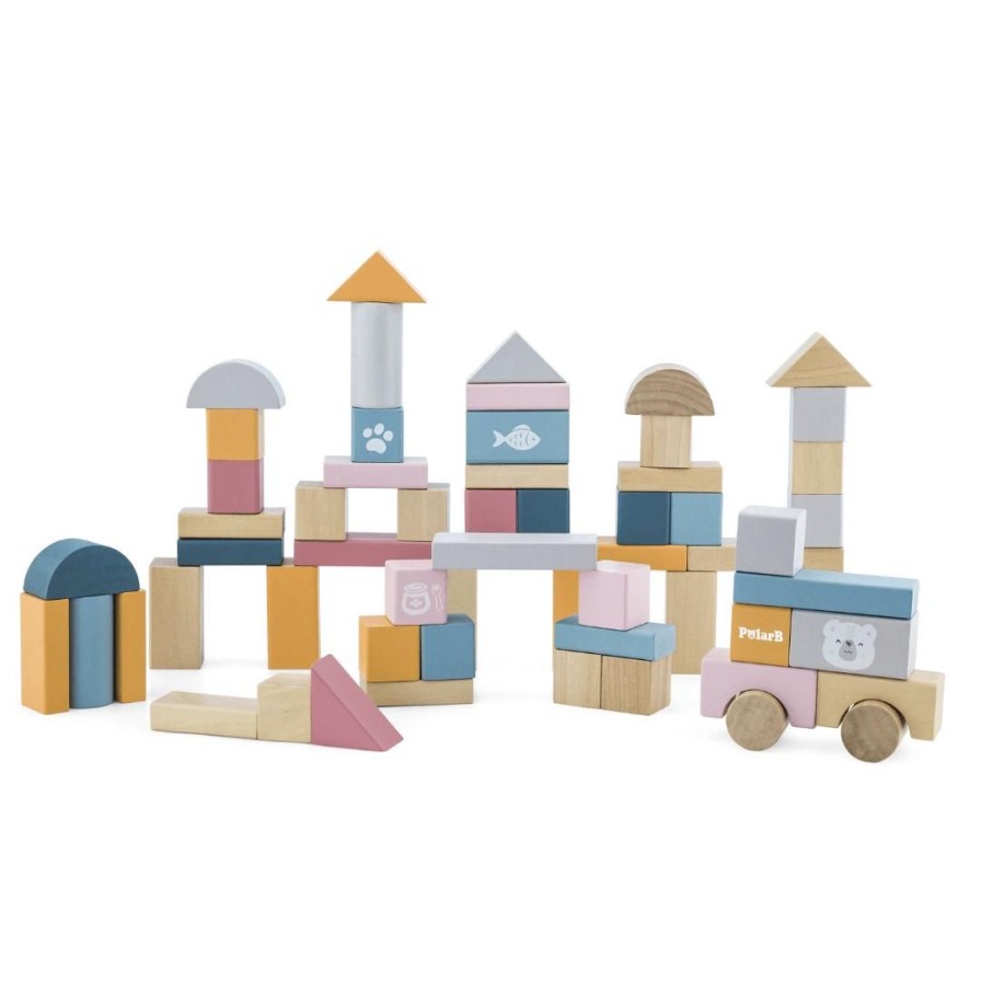 Wooden Toys Viga Building Blocks | Wooden Pastel Blocks-60 Pieces