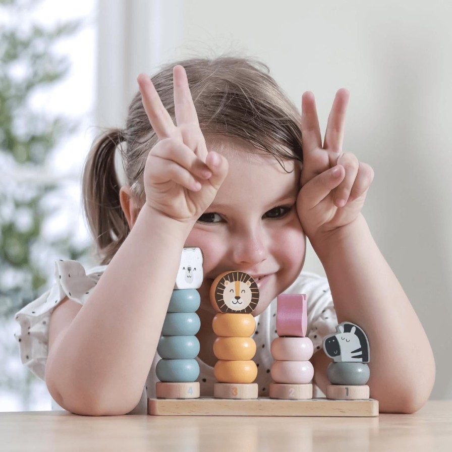 Wooden Toys Viga Numeracy | Pastel Ring Stacking Toy With Animals ...