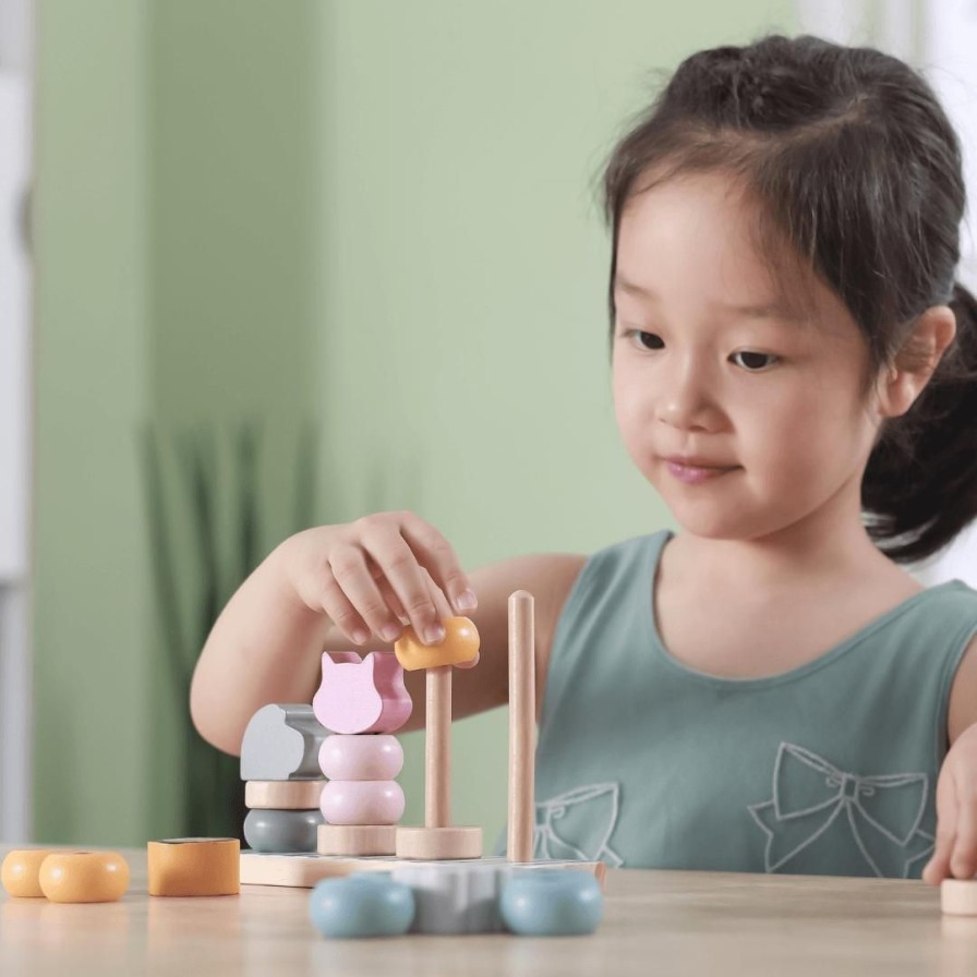 Wooden Toys Viga Numeracy | Pastel Ring Stacking Toy With Animals ...