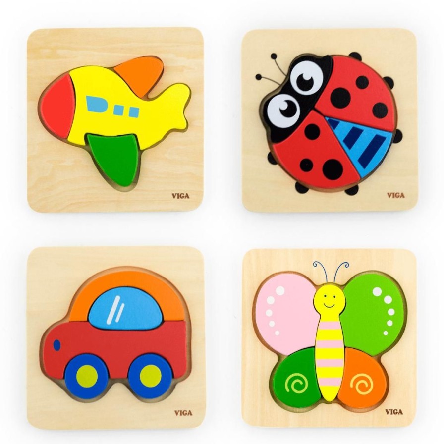 Wooden Toys Viga Baby & Toddler Puzzles | Mini Block Puzzle-Bear