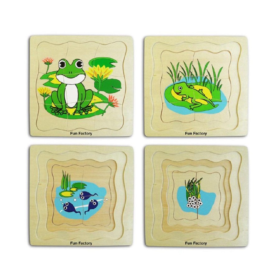 Wooden Toys Fun Factory Montessori Toys | Wooden Frog Lifecycle Puzzle-4 Layer