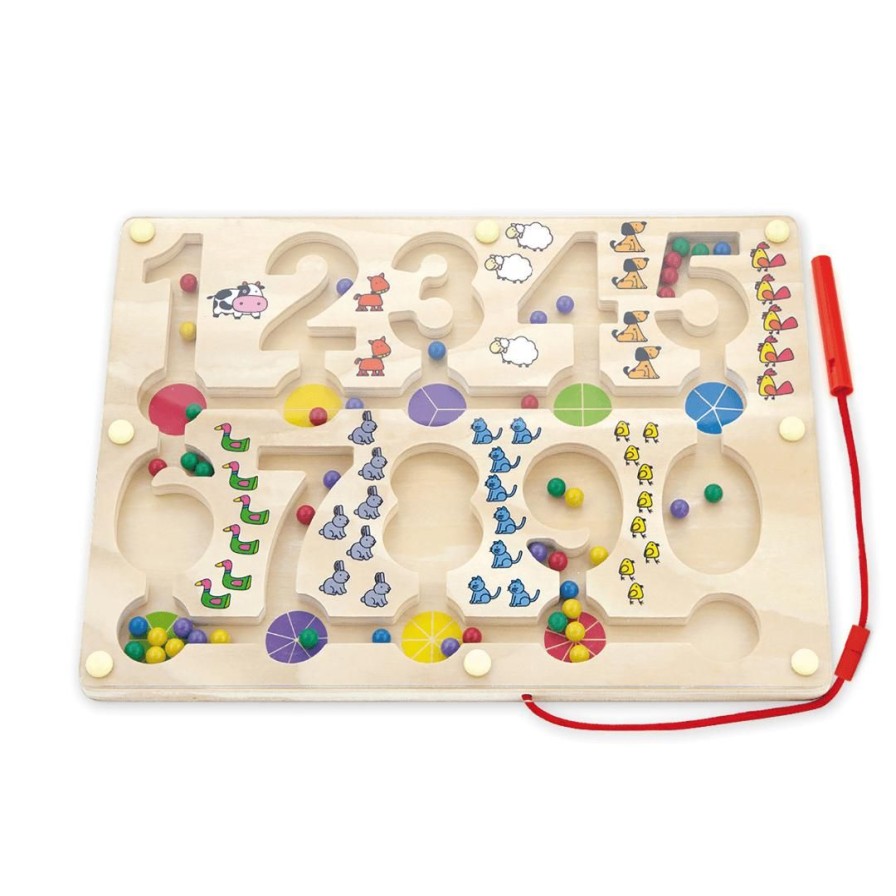 Wooden Toys Viga Literacy Toys | Magnetic Bead Tracing Board-Numbers