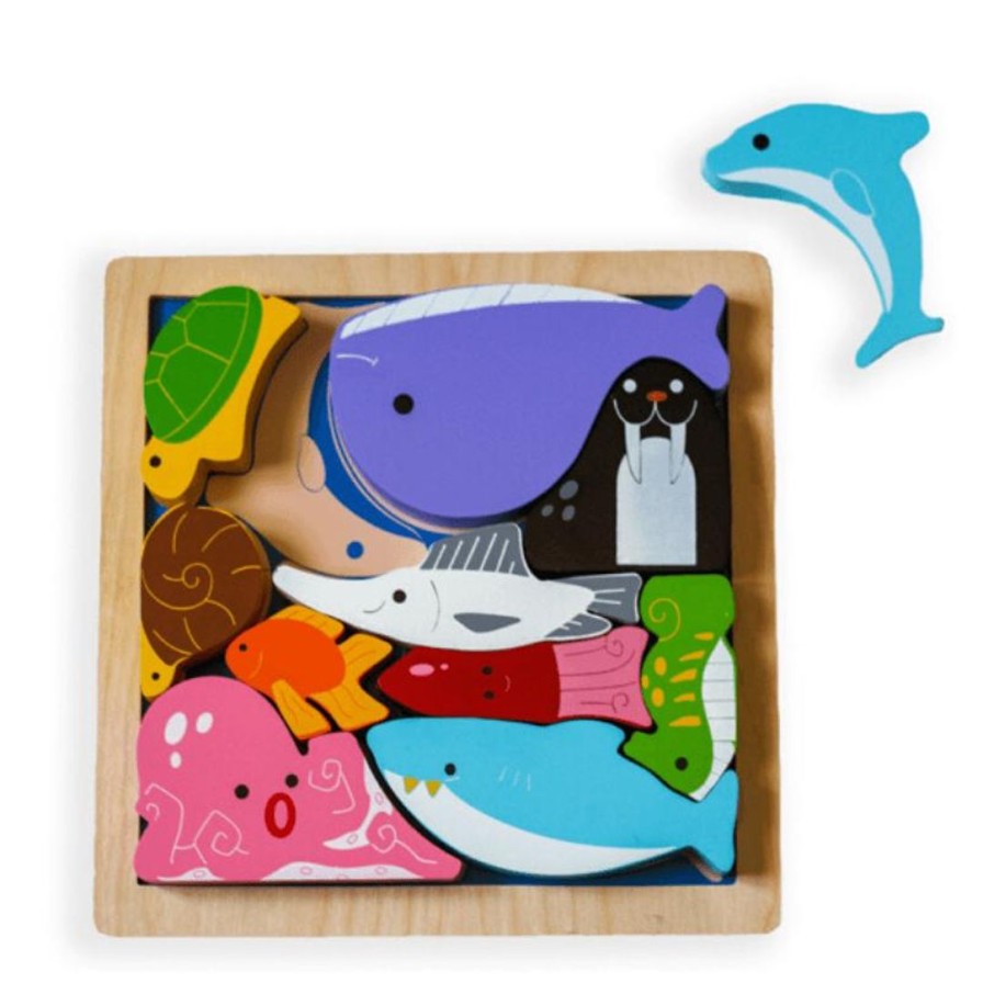 Wooden Toys Kiddie Connect Stacking Toys | Animals In The Ocean Chunky Puzzle