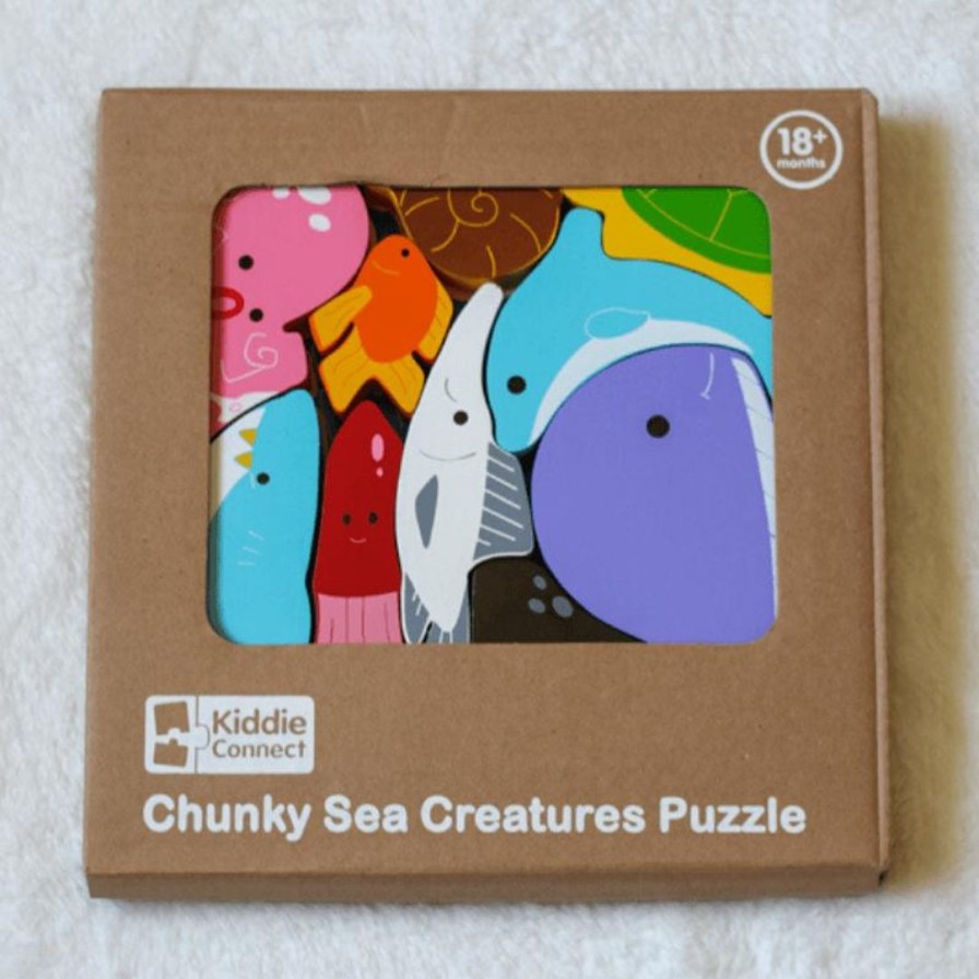 Wooden Toys Kiddie Connect Stacking Toys | Animals In The Ocean Chunky Puzzle