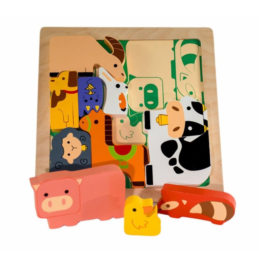 Wooden Toys Kiddie Connect Baby & Toddler Puzzles | On The Farm Chunky Puzzle