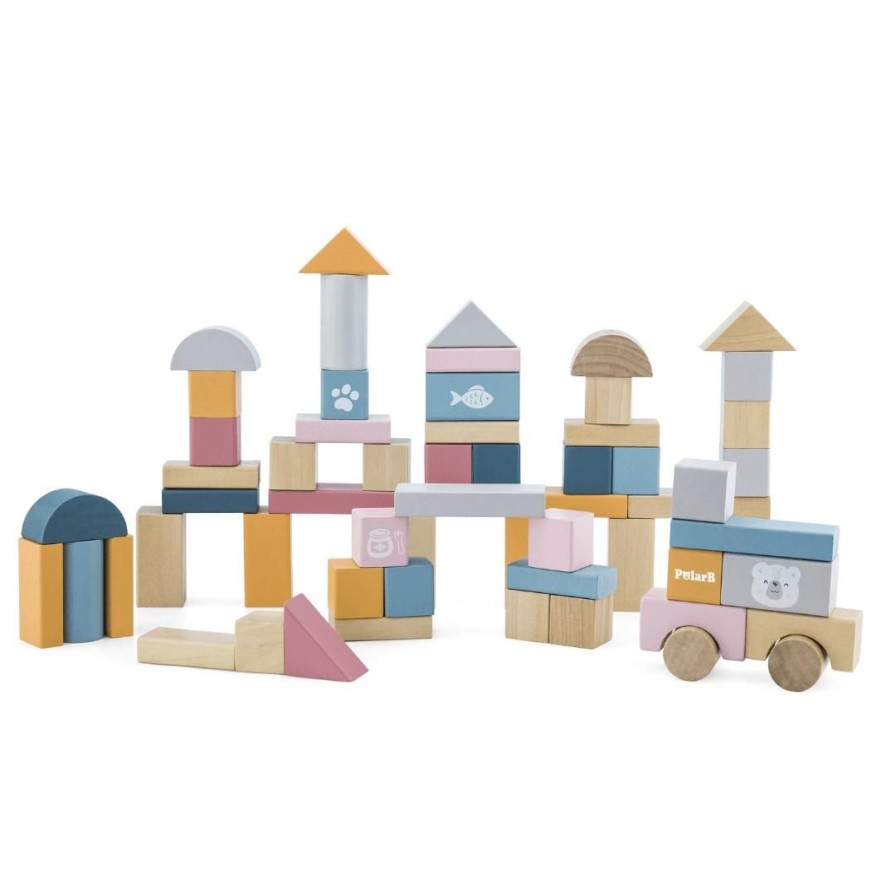 Wooden Toys Viga Baby & Toddler Puzzles | Wooden Pastel Blocks-60 Pieces