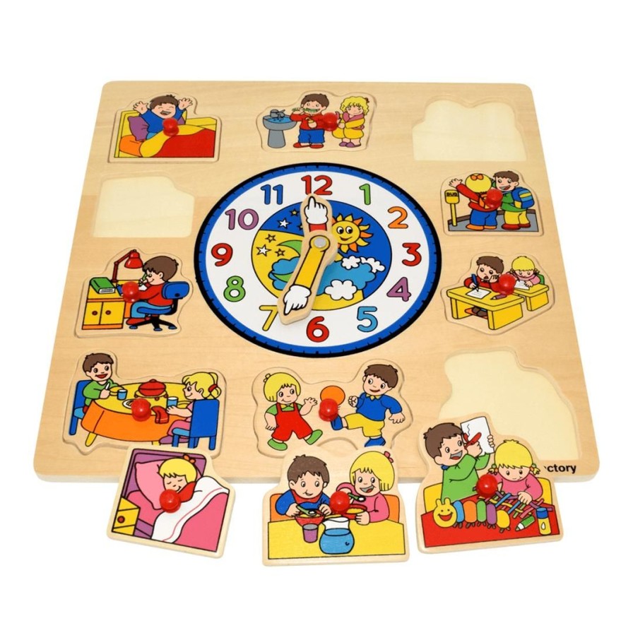 Wooden Toys Fun Factory Jigsaw Puzzles | Square Clock With Children Puzzle