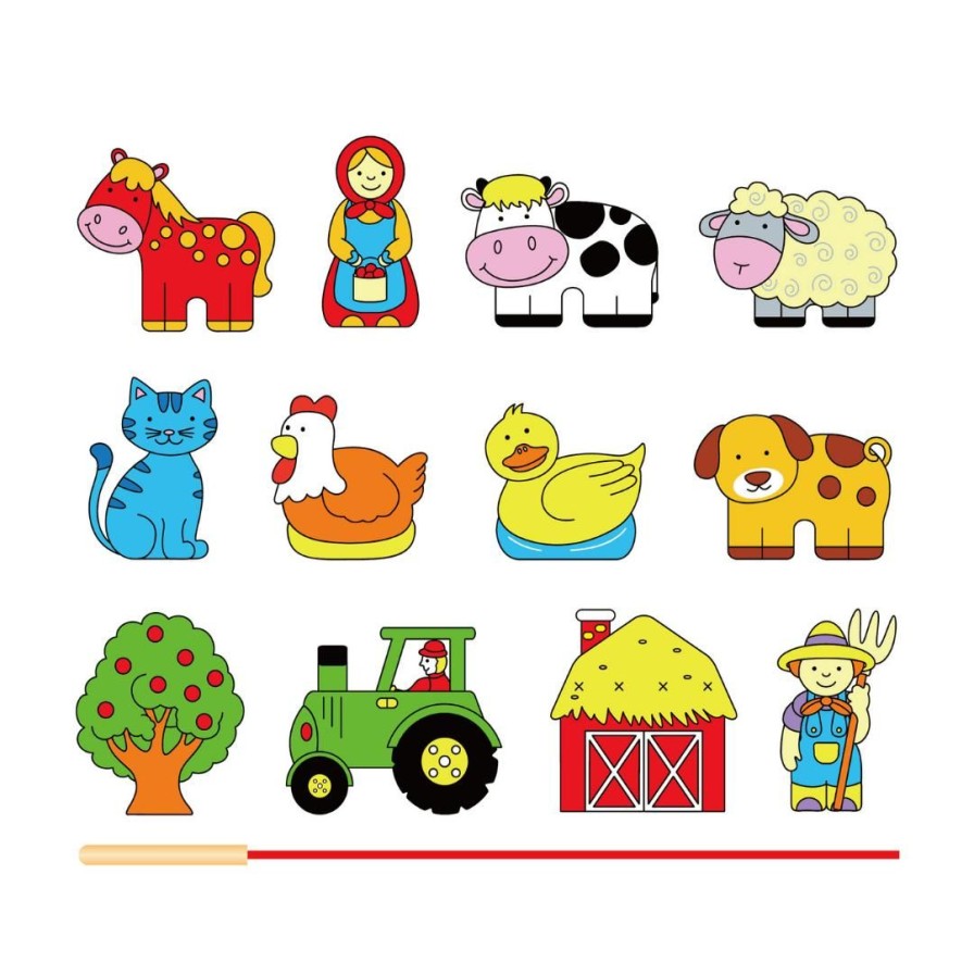 Wooden Toys Viga Animals | Lacing Blocks-Farm