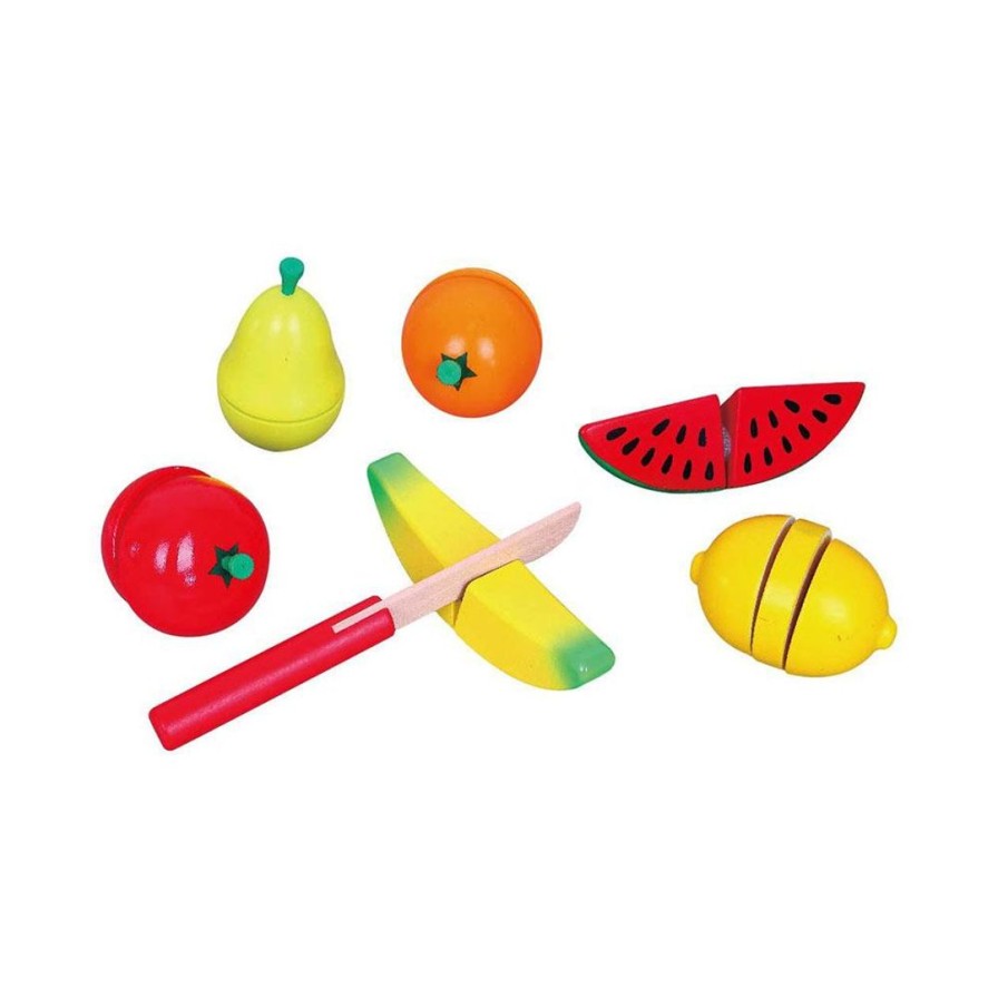 Wooden Toys Fun Factory Baby Toys & Teethers | Cutting Fruit Crate With Knife