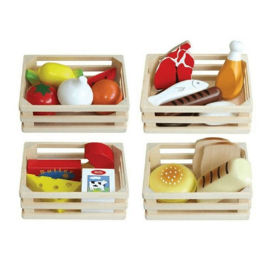 Wooden Toys Fun Factory Kitchen & Food Sets | 4 In 1-Food Crates