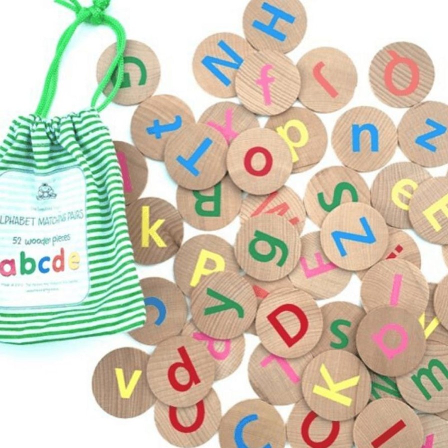 Wooden Toys Freckled Frog Literacy Toys | Alphabet Matching Pairs-52 Pieces