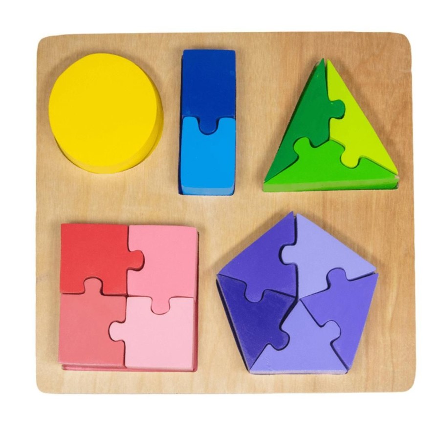 Wooden Toys Kaper Kidz Shapes & Colours | Chunky Jigsaw Shape Fraction Puzzle