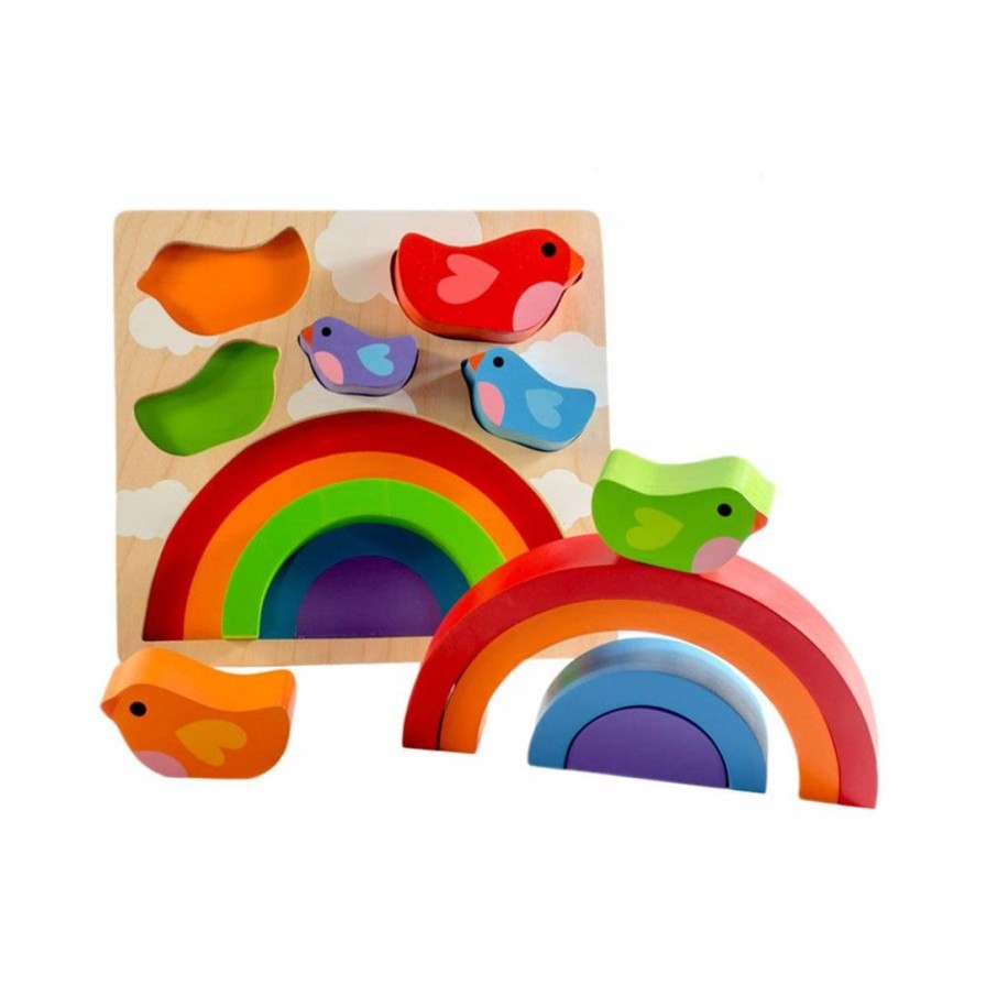 Wooden Toys Kiddie Connect Animals | Bird And Rainbow Puzzle