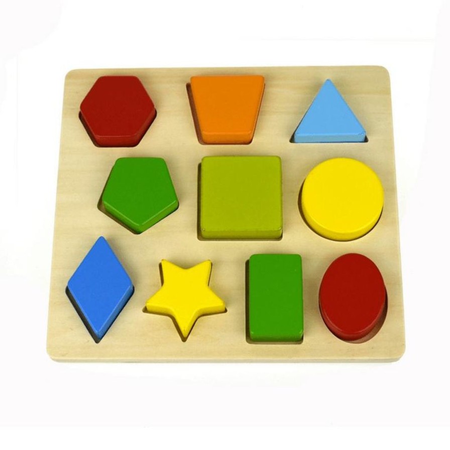 Wooden Toys Kaper Kidz Shapes & Colours | 10 Shape Wooden Chunky Puzzle